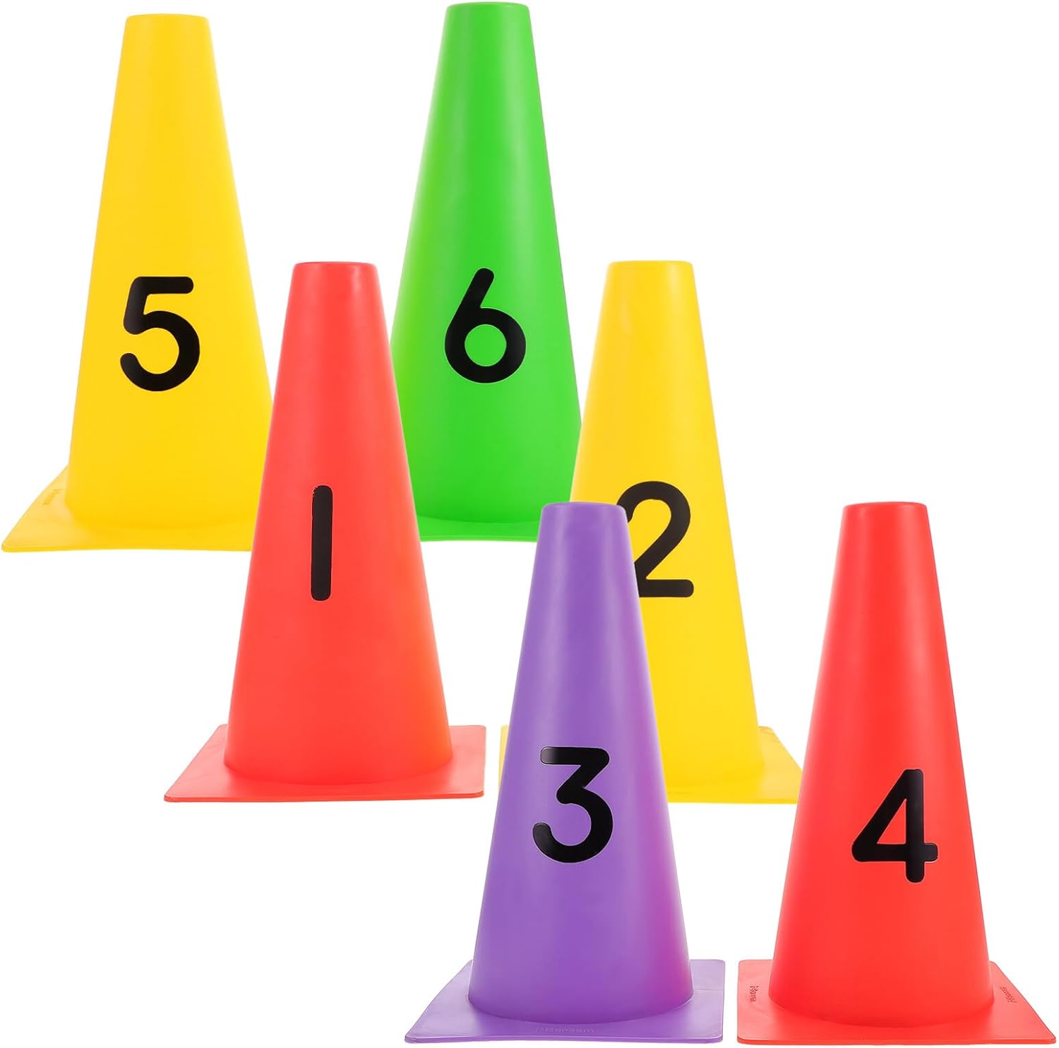 Ciieeo 6pcs Soccer Training Cones with Numbers 1-6, 30cm Soft Plastic Agility Markers and Adults, Field Spot Markers for Football and Basketball Drills
