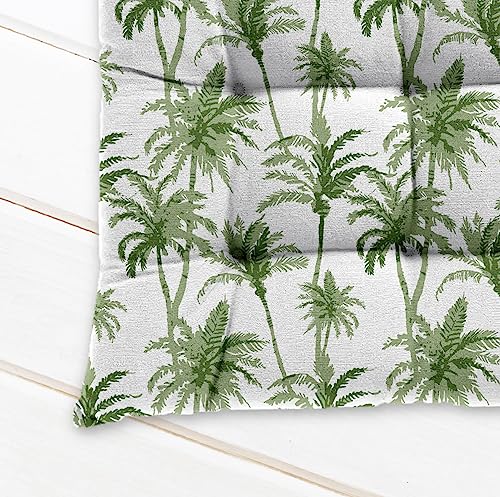 Image of Cotton Shell with Mixed Fiber Filled Printed Chair Cushion - Green Coco Tree (Pack of 1)
