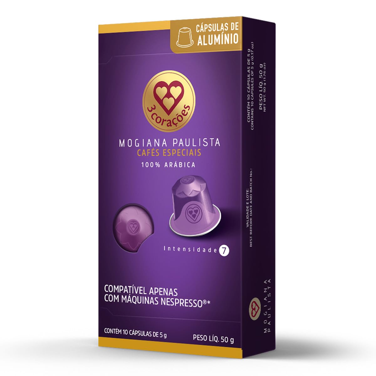 3 Corações Cápsulas de Café Mogiana Paulista, Compatíveis com Nespresso, contém 10 cápsulas - 10 unidades