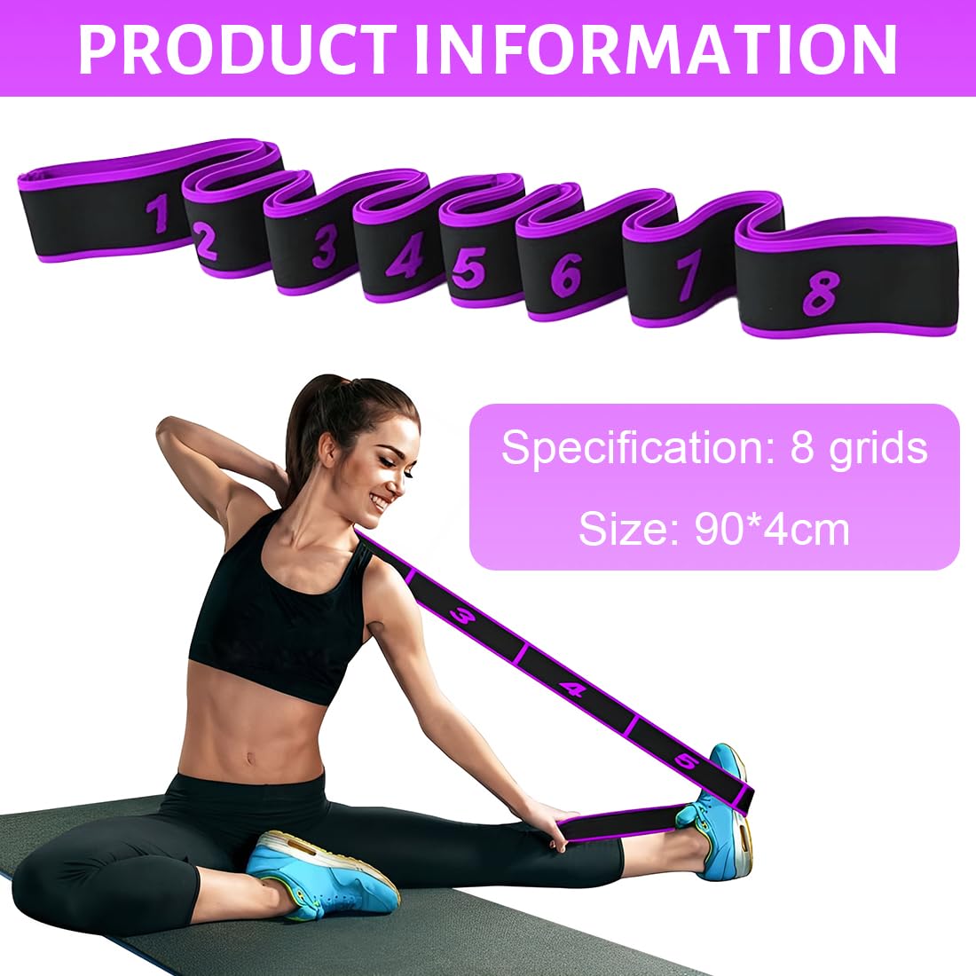 1 Pcs Ginnastica artistica, Elastico ginnastica artistica, Gymnastics Stretch Band, elastico danza yoga stretching band per allenatore in allenamento di ginnastica, yoga, latino, Viola