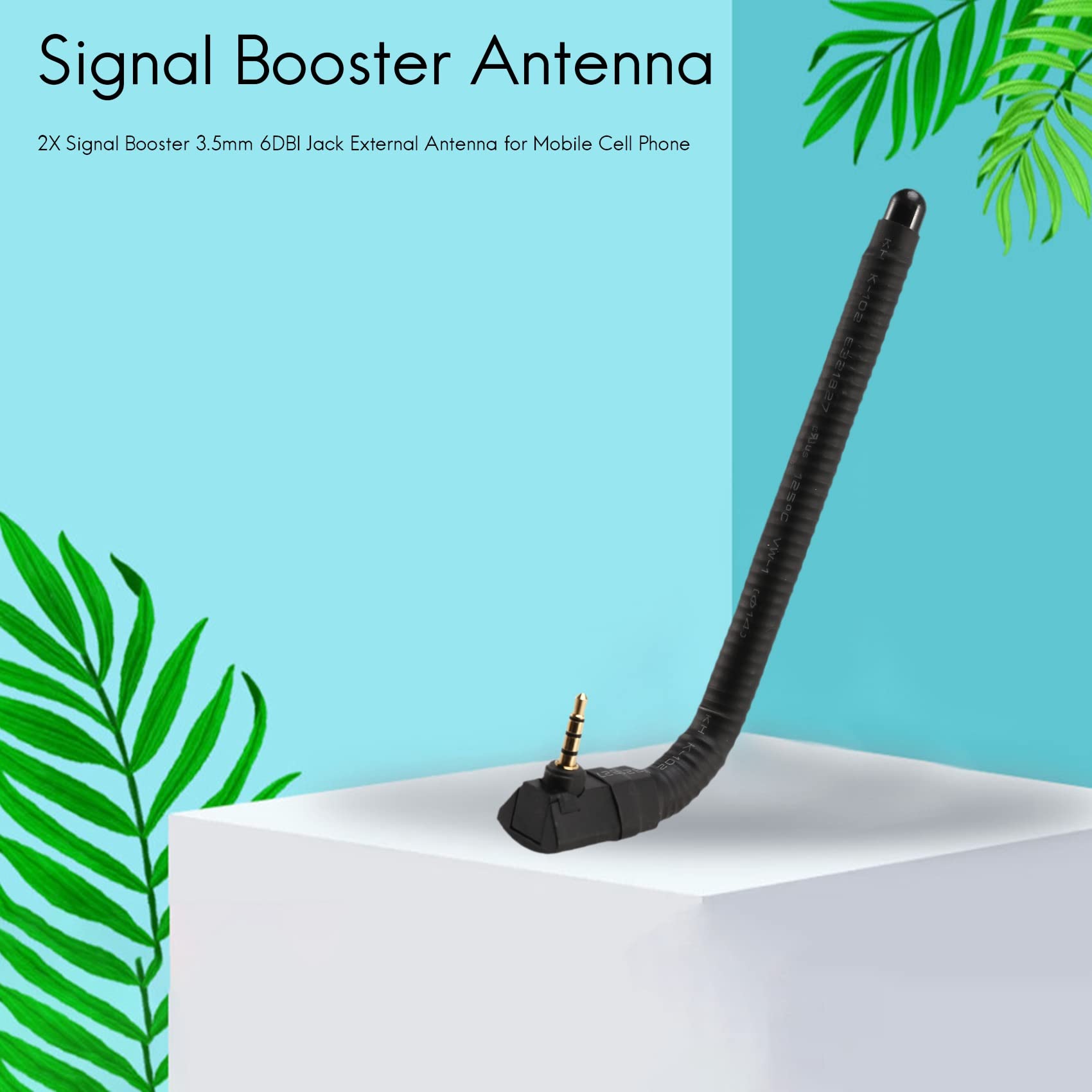 Pasuihcay Signal Booster 3.5mm 6DBI Jack External Antenna for Mobile Cell Phone, Black