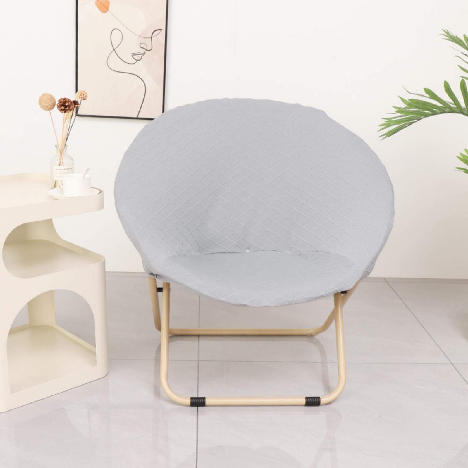 Morbuy Round Saucer Chair Cover, Stretch Garden Moon Chair Cover Removable Spandex Slipcovers Dust-Proof Furniture Protector for Living Room Indoor Outdoor Décor (Light Gray)