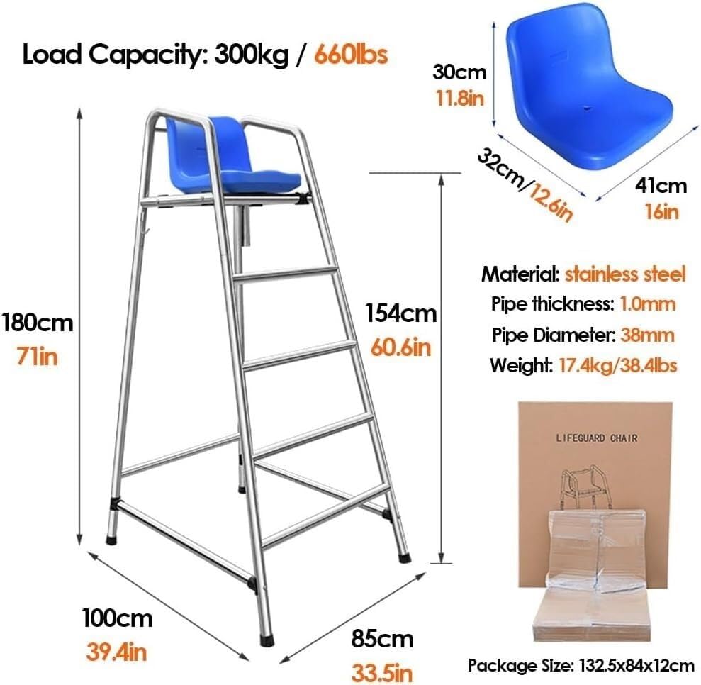 Silla para salvavidas 180 cm acero inoxidable miniatura 2