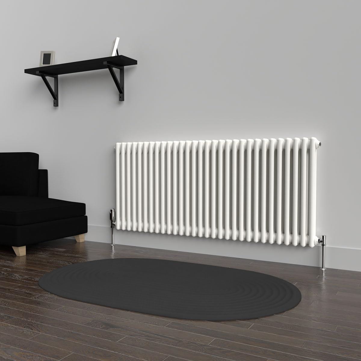 Lux Heat White Horizontal 2 Column Traditional Radiator 600Mm (H) X 1370Mm (W)
