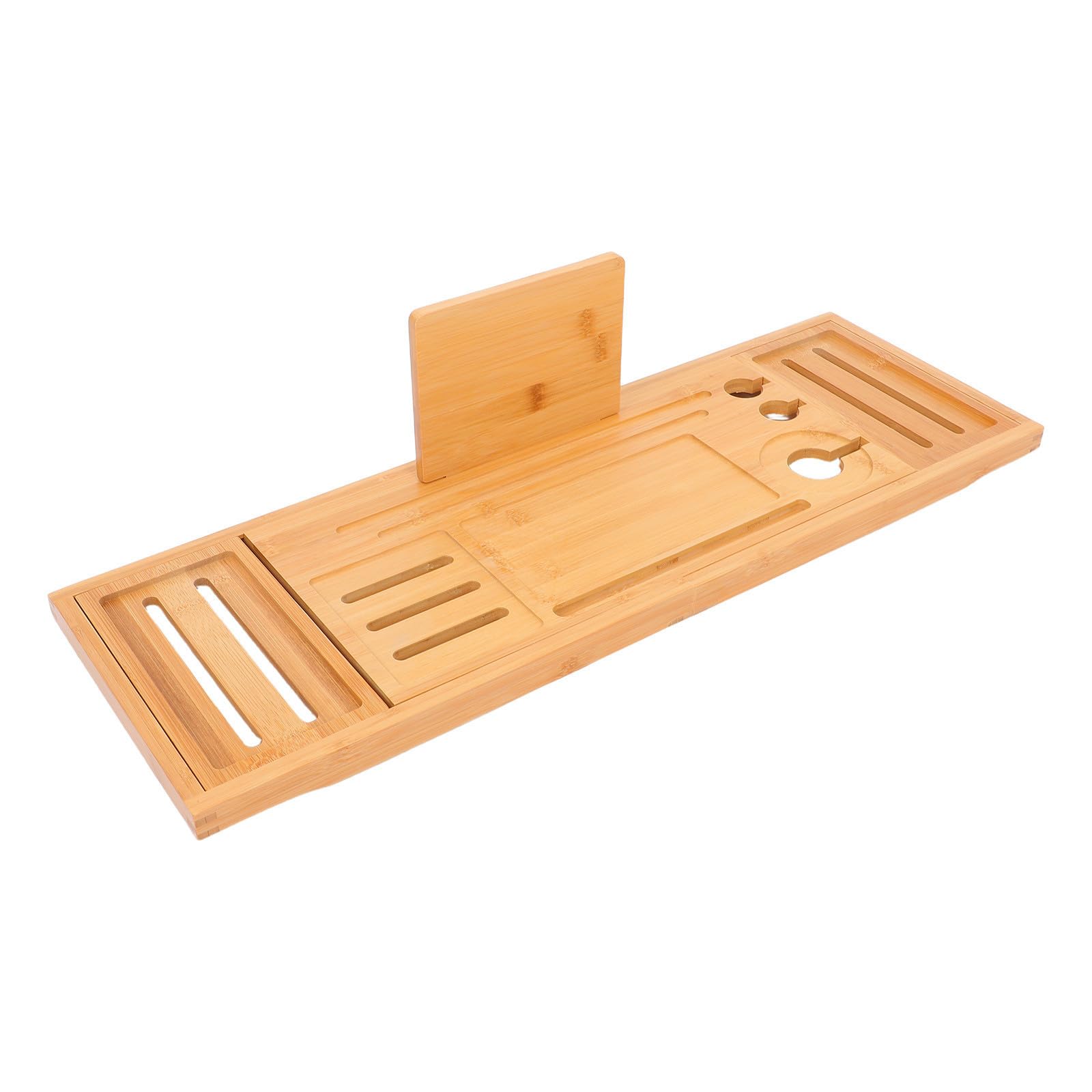 TOYANDONA Vassoio Vasca da Bagno Espandibile in Bambù e Metallo Antiscivolo Design Regolabile Elegante e Moderno per Accessori Bagno Funzionale