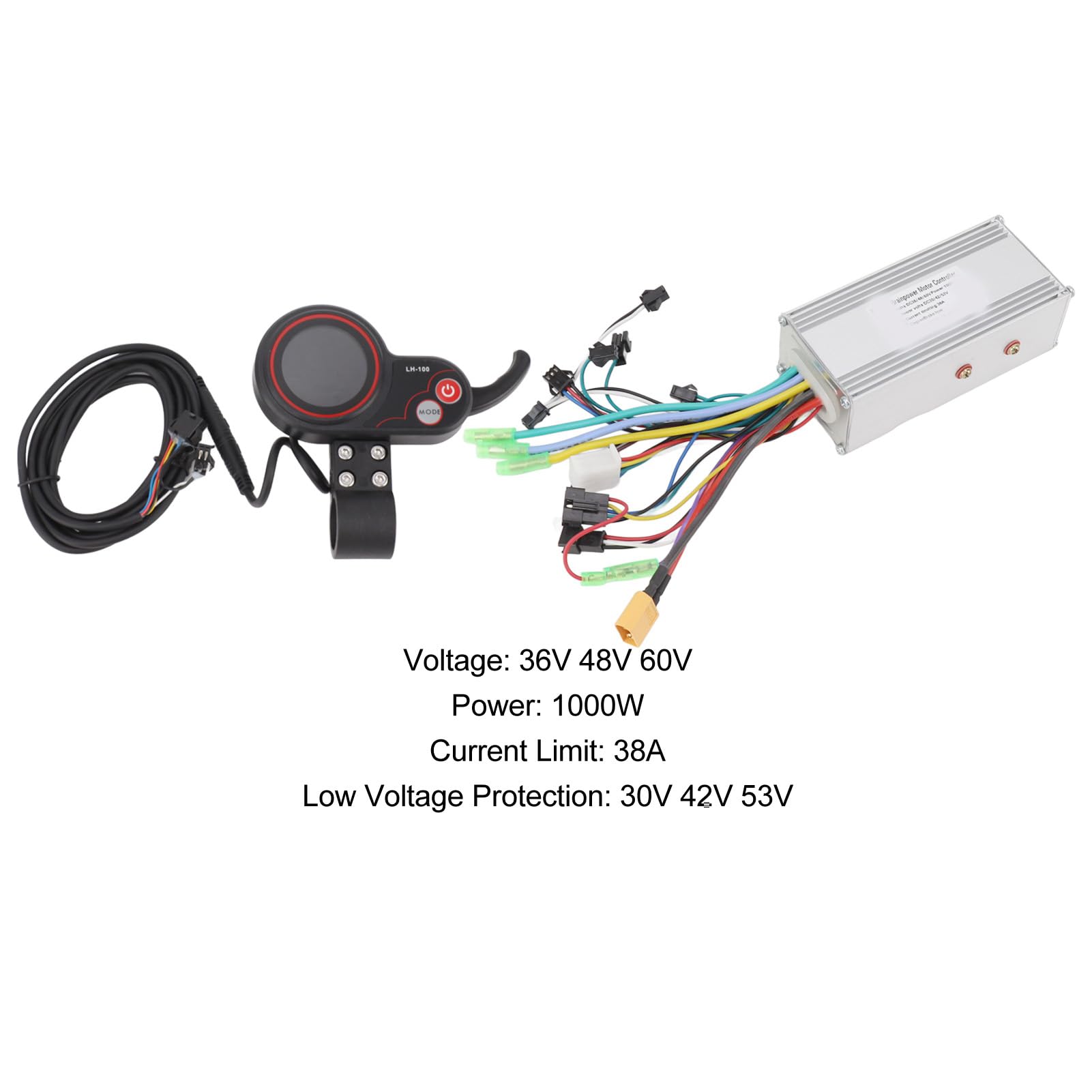 BuyWeek Kit Controller Brushless Bici Elettrica Controller Onda Sinusoidale 36V 48V 60V 1000W 38A 3 Modalità con Display LH100