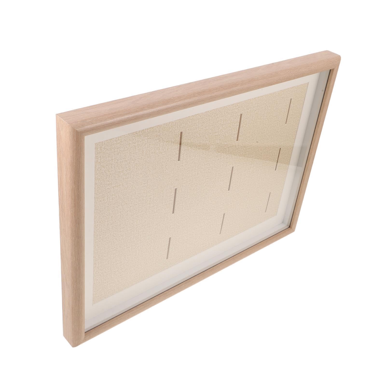 Cadre de rangement pour médailles en bois beige à multicompartiments pour bureau