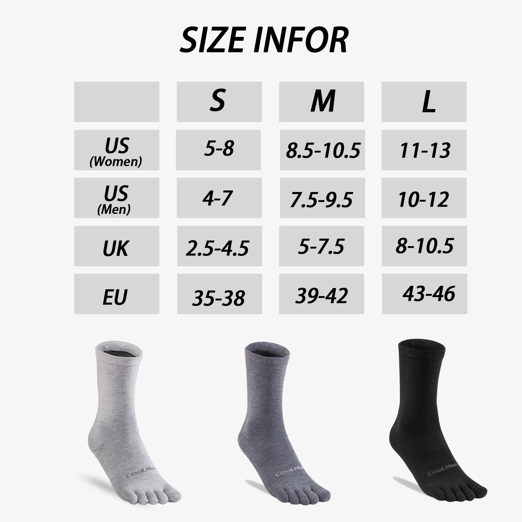 Toe Socks Liner Crew Socks Dla Mężczyzn Kobiety Coolmax Five Finger Socks 3 Pary Running Socks