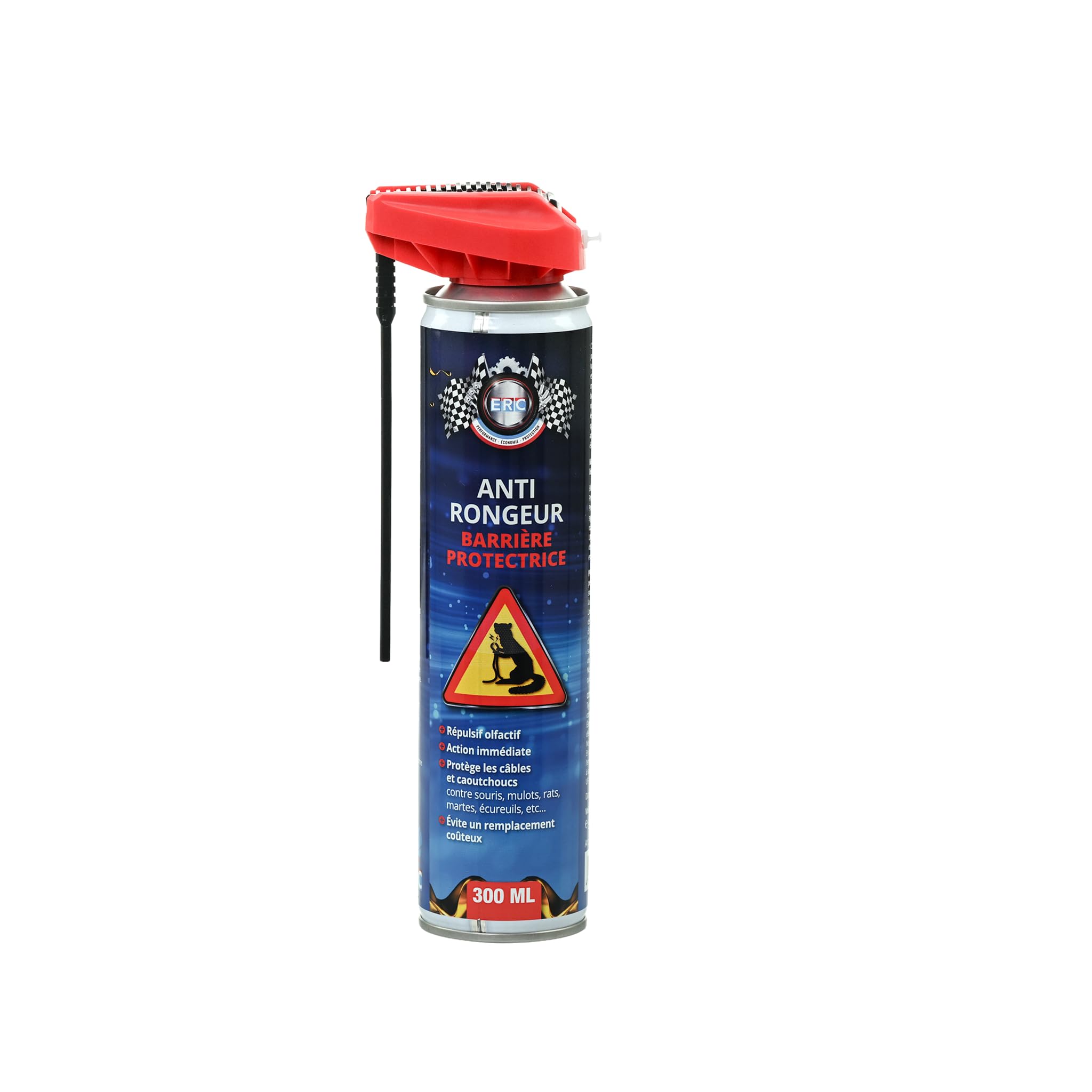 ERC | Anti-Rongeur Répulsif Aérosol Voiture, Garage, Grenier | Protège Câbles, Durits, Gaines Caoutchouc | Répulsif Olfactif Action Immédiate | Formule Pro Ateliers, Made in France | 300 ml