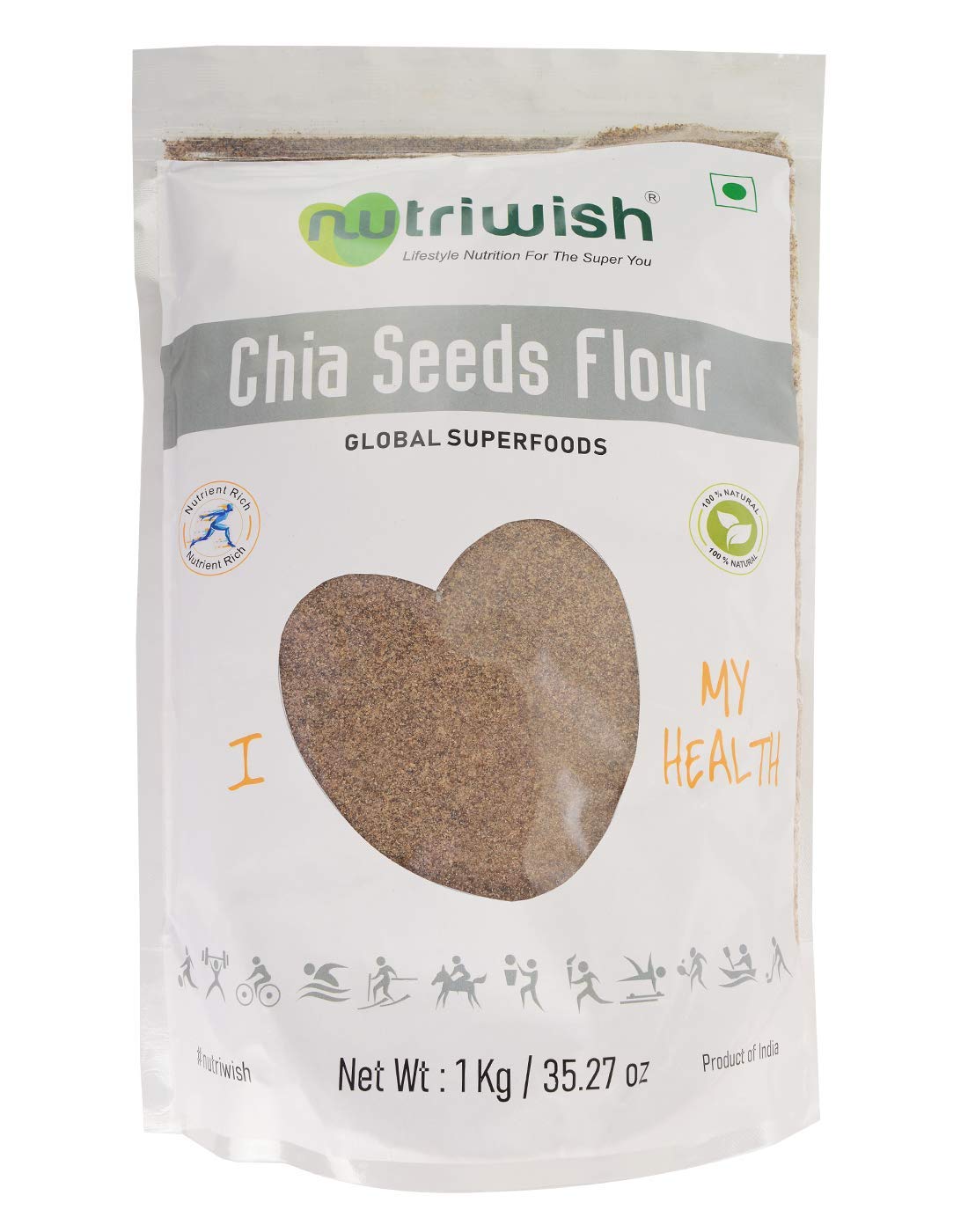 Nutriwish Chia Seeds Flour, 1 Kg | Fiber Rich | Diet Food | Rich in Omega 3 | (B082WVTCDX) Amazon Price History, Amazon Price Tracker