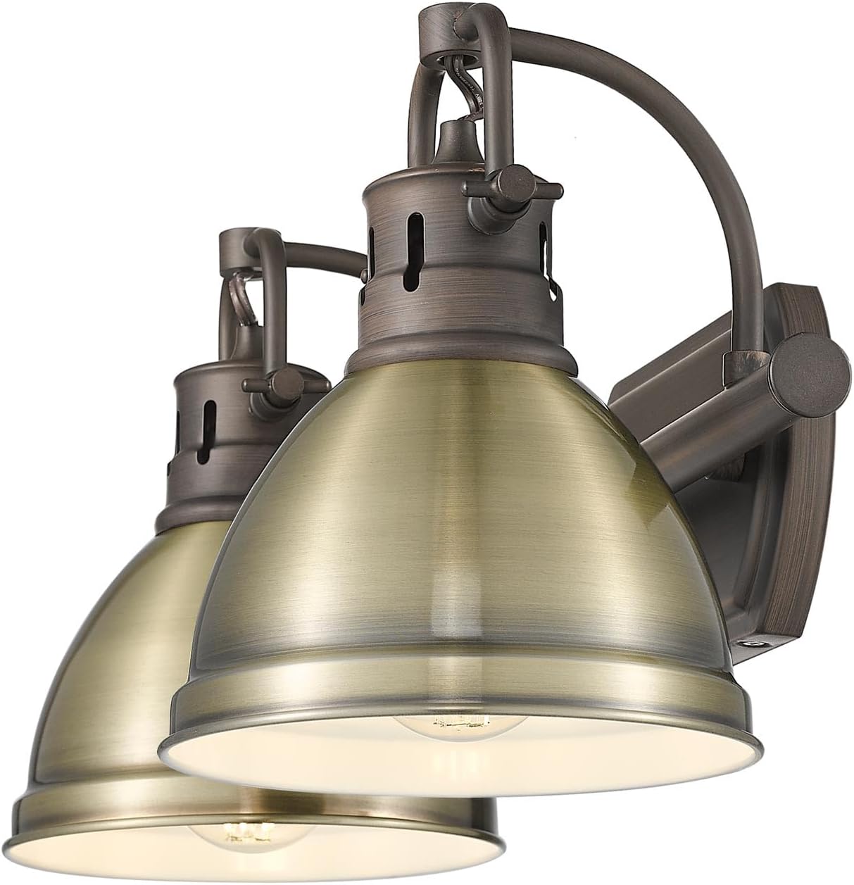 Duncan 2-Light Bath Vanity in Rubbed Bronze with Aged Brass