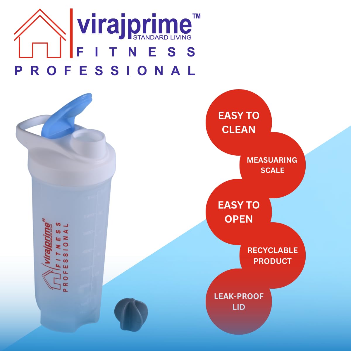 Viraj Prime shaker for gym leakproof gym shaker bottle ideal for Protein, Pre Workout, Bcaas sports bottle Workout water sipper for men 2