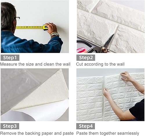 Miniatura 5 de Papel tapiz de ladrillo impermeable 3D, paneles de pared de espuma para despegar y pegar, para TV, sala de estar, dormitorio, decoración de pared,