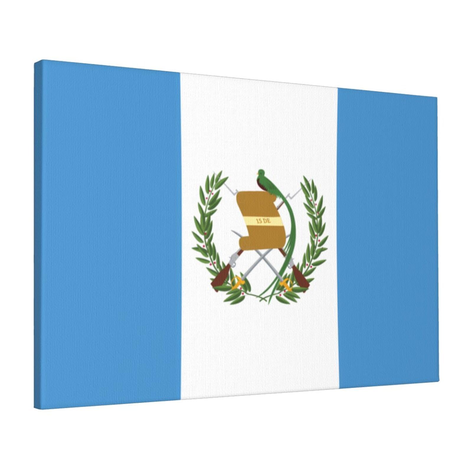 CNTDBU Flag of Guatemala Canvas Wall Art 16x24 Inch-Large Modern Painting Print for Living Room, Framed Ready to Hang Artwork for Bedroom
