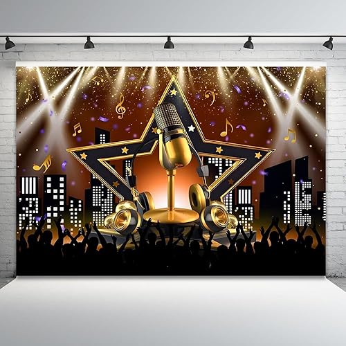Miniatura 8 de Telón de fondo de karaoke de discoteca de los años 90 para fotografía, telón de fondo Let's Glow de 10 x 8 pies, tema de fiesta de hip hop, telón de