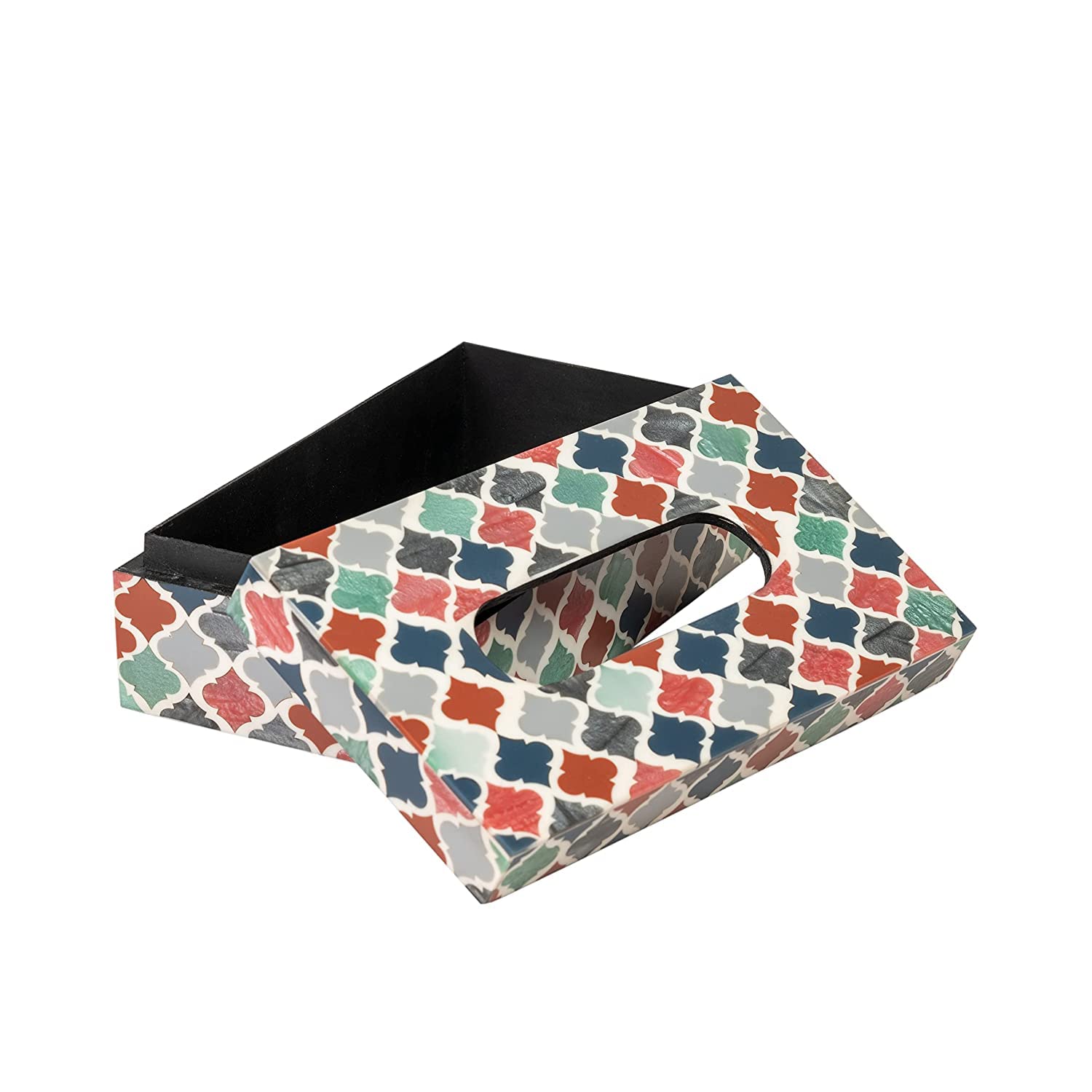 ARTZILLA Rectangular Wooden Tissue Paper Box Holder, Multicolour, 1 Piece