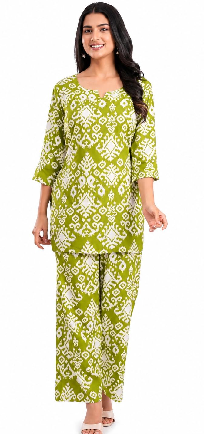 Women's South Cotton Printed Kurta Pant Set | Regular Fit Ethnic Co-Ord Set-picture-22