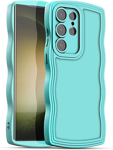 Miniatura 8 de AICase Lindo marco ondulado rizado de color sólido suave compatible con la funda del teléfono Samsung Galaxy (azul, Galaxy S20)