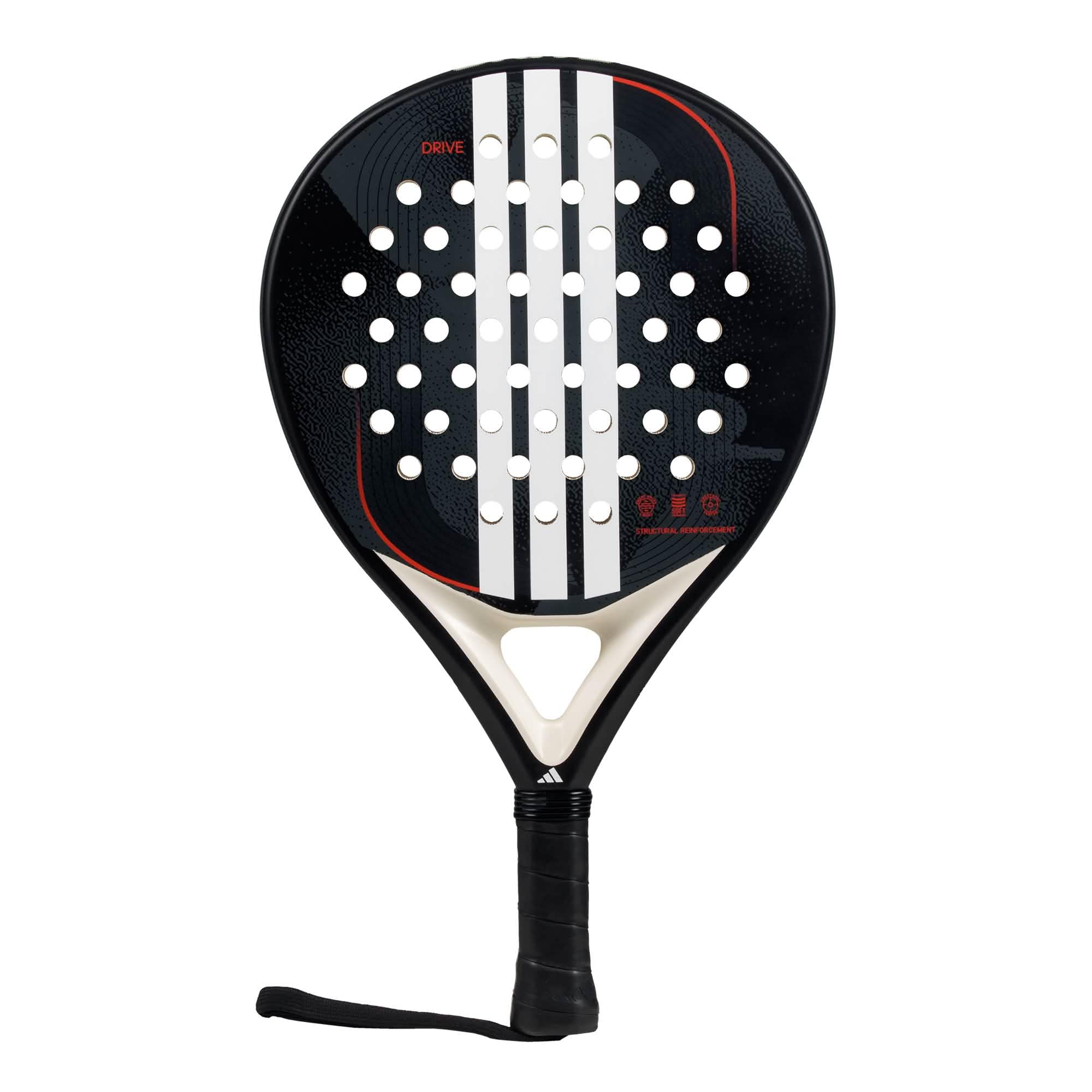 Pala de Padel adidas Drive Black 3.4 Negra, Forma Redonda, Goma eva Soft Performance, Fibra de Vidrio
