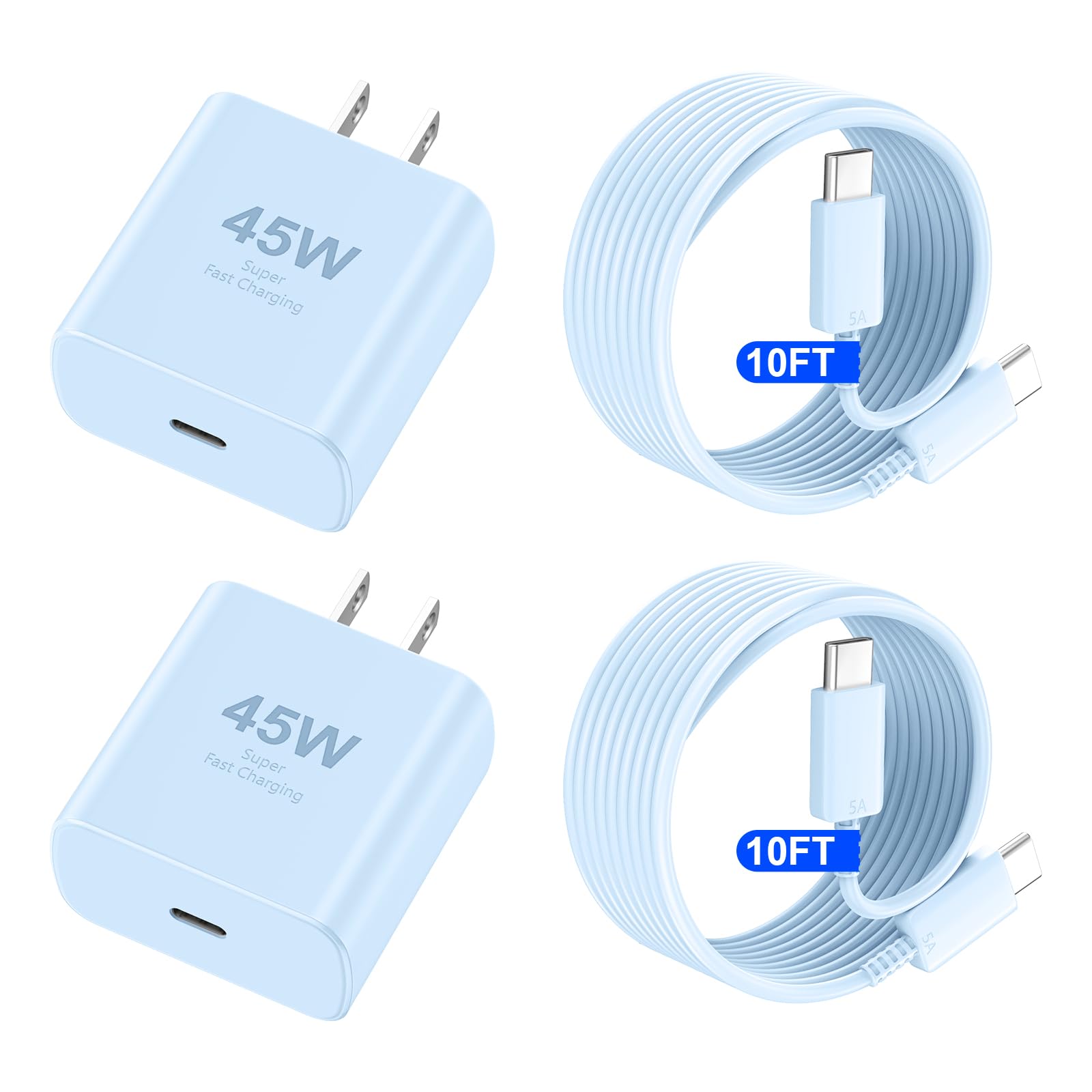 Phone 17 16 Pro Max Charger Fast Charging, 45W USB C Phone 17 16 Super Fast Charger Block with 10ft Long Type C Charging Cable Cord for i.Phone 17 Pro