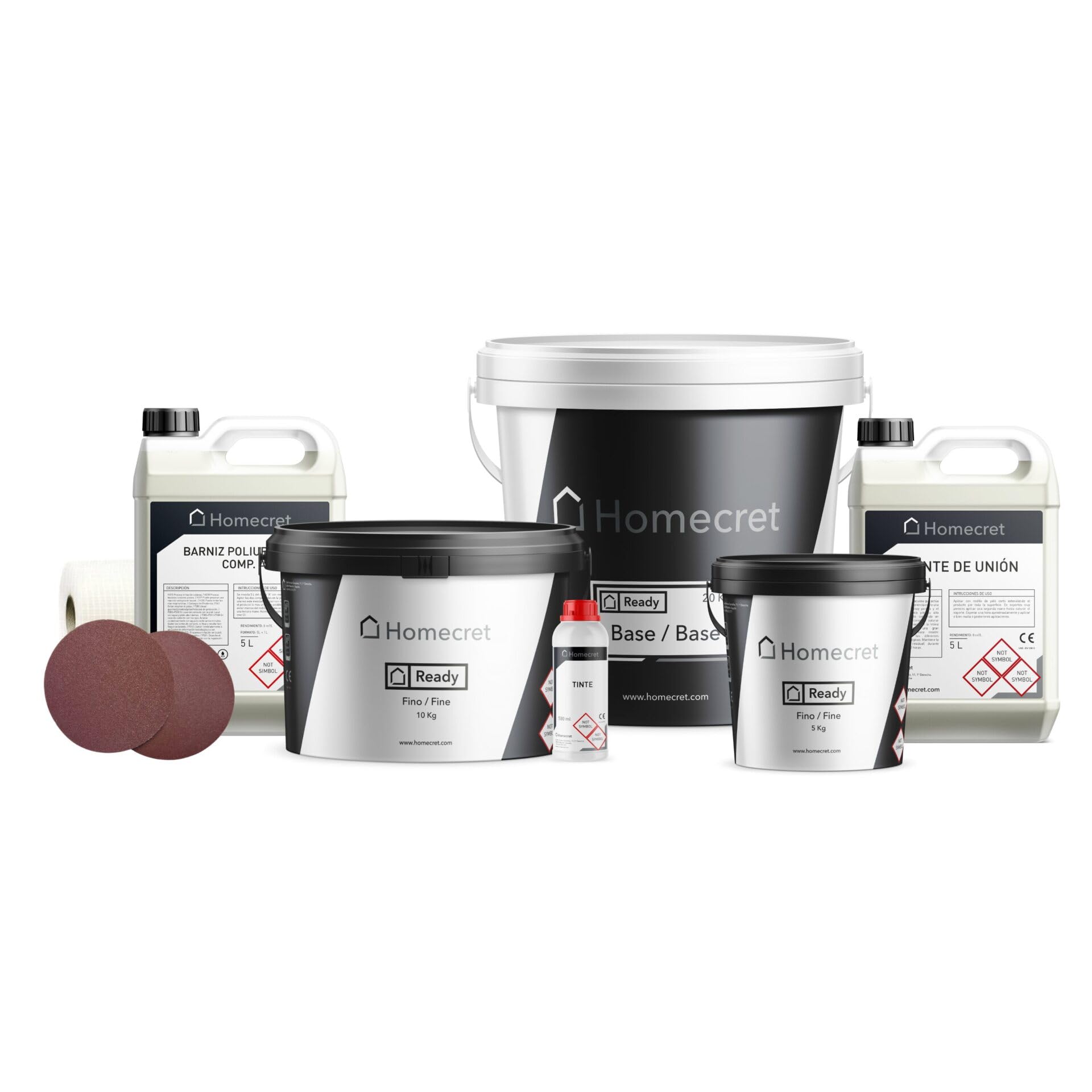 Microcemento para MUEBLES 10 m² | KIT COMPLETO | Acabado Efecto Cemento Moderno | Textura Grano Medio | Acabado Mate | 10 m² | Color HAKUBA