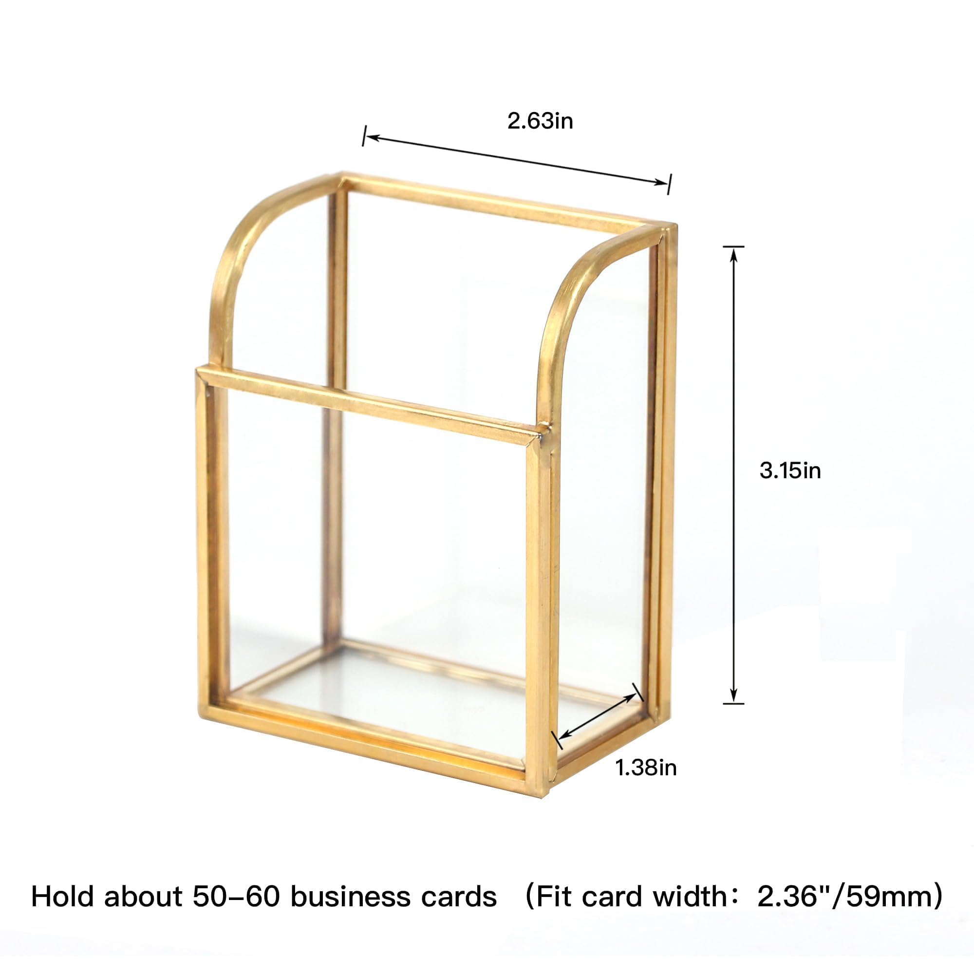Feyarl Glass Business Card Holder Stand Gold Vertical Business Card Display Holder Business Name Card Organizer Storage for Office Desktop Countertop (1 Piece - Image 2