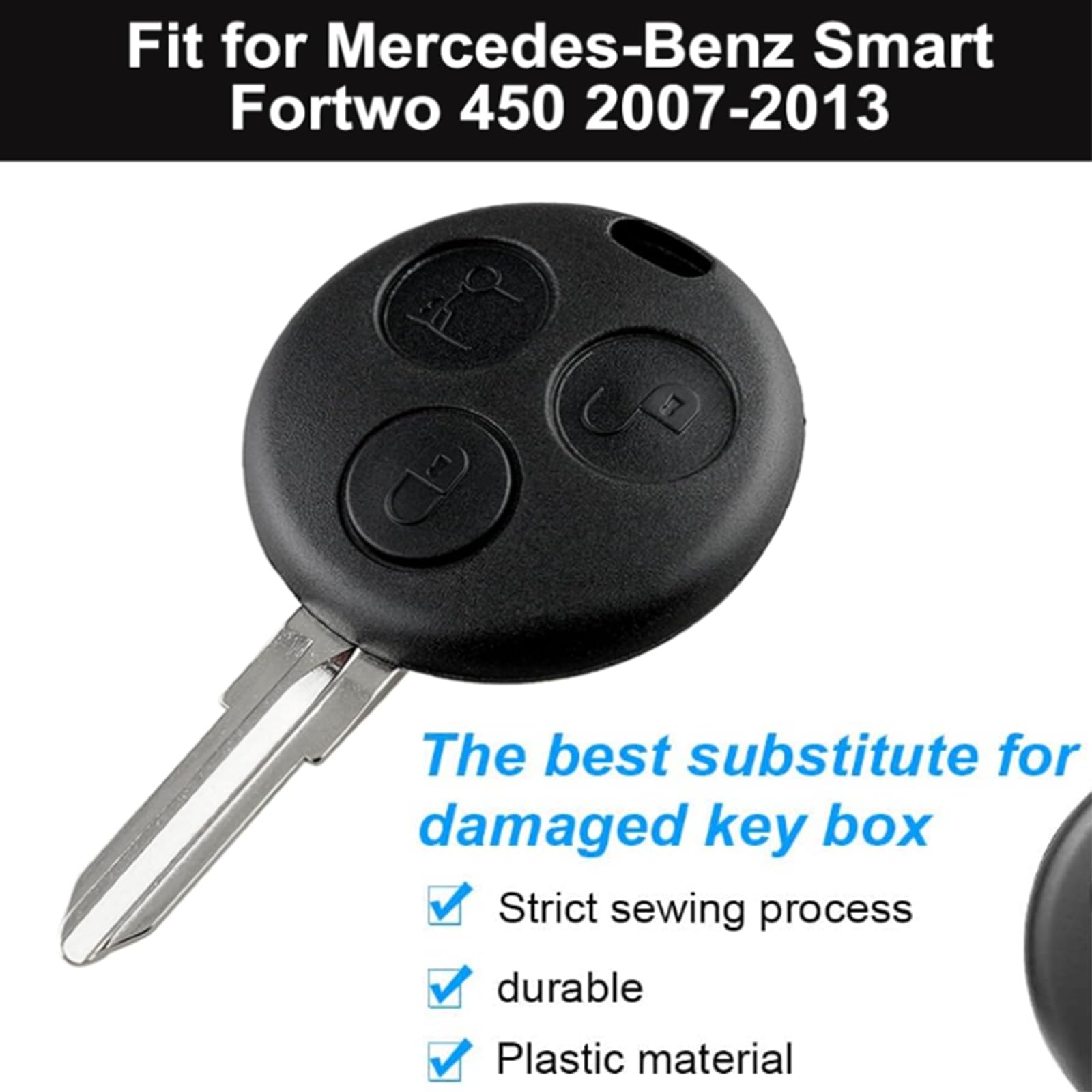 Smart Schluessel 2x Ersatz Schlüssel Gehäuse Für Smart ForTwo 450 + 6x MICRO TASTER Smart 451 Zubehör