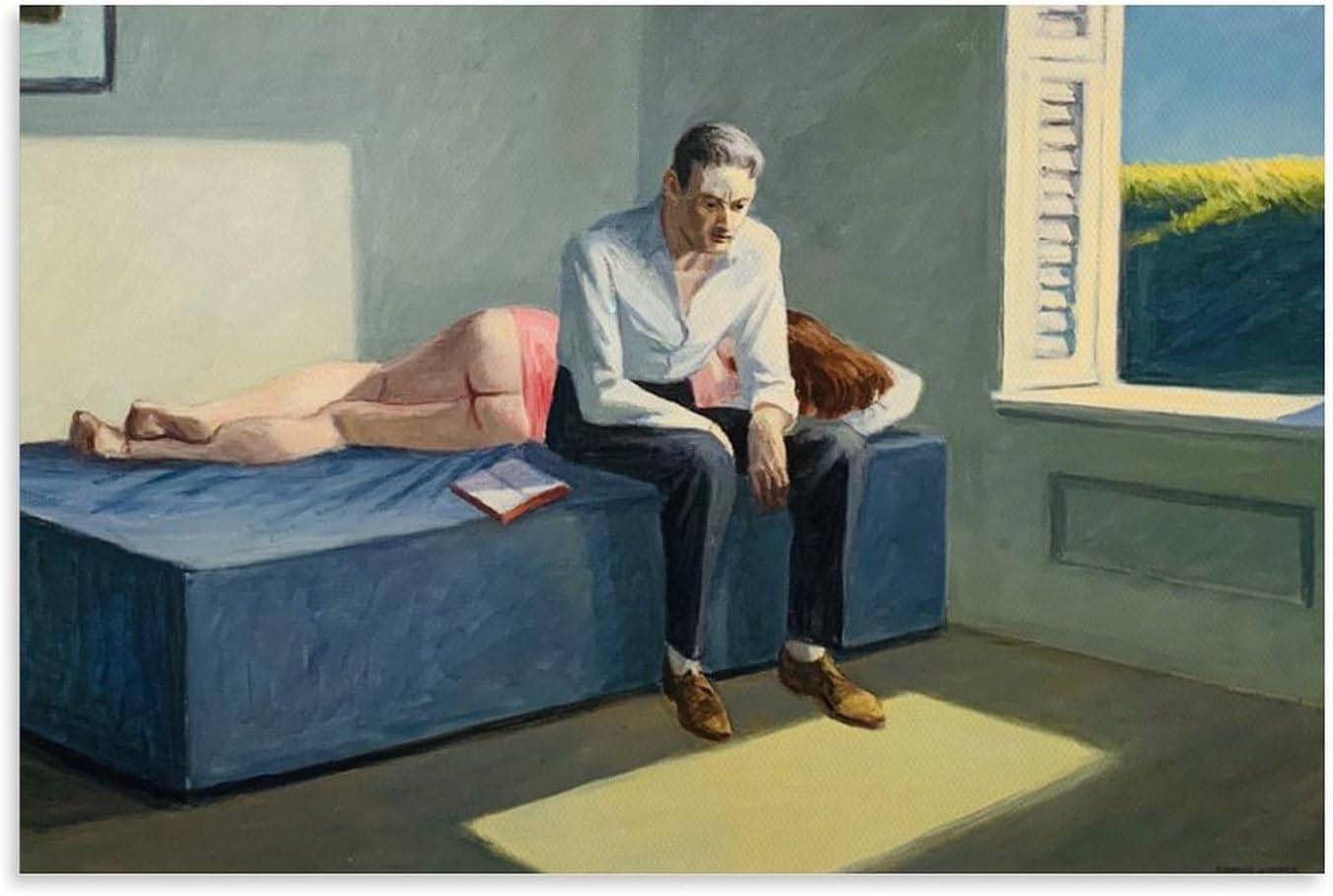 Matvsd Kohecs Edward Hopper Prints Landscape Wall Art Edward Hopper《Into Philosophy》Poster Retro Canvas Painting for Home Decor Picture 30x45cm No Frame
