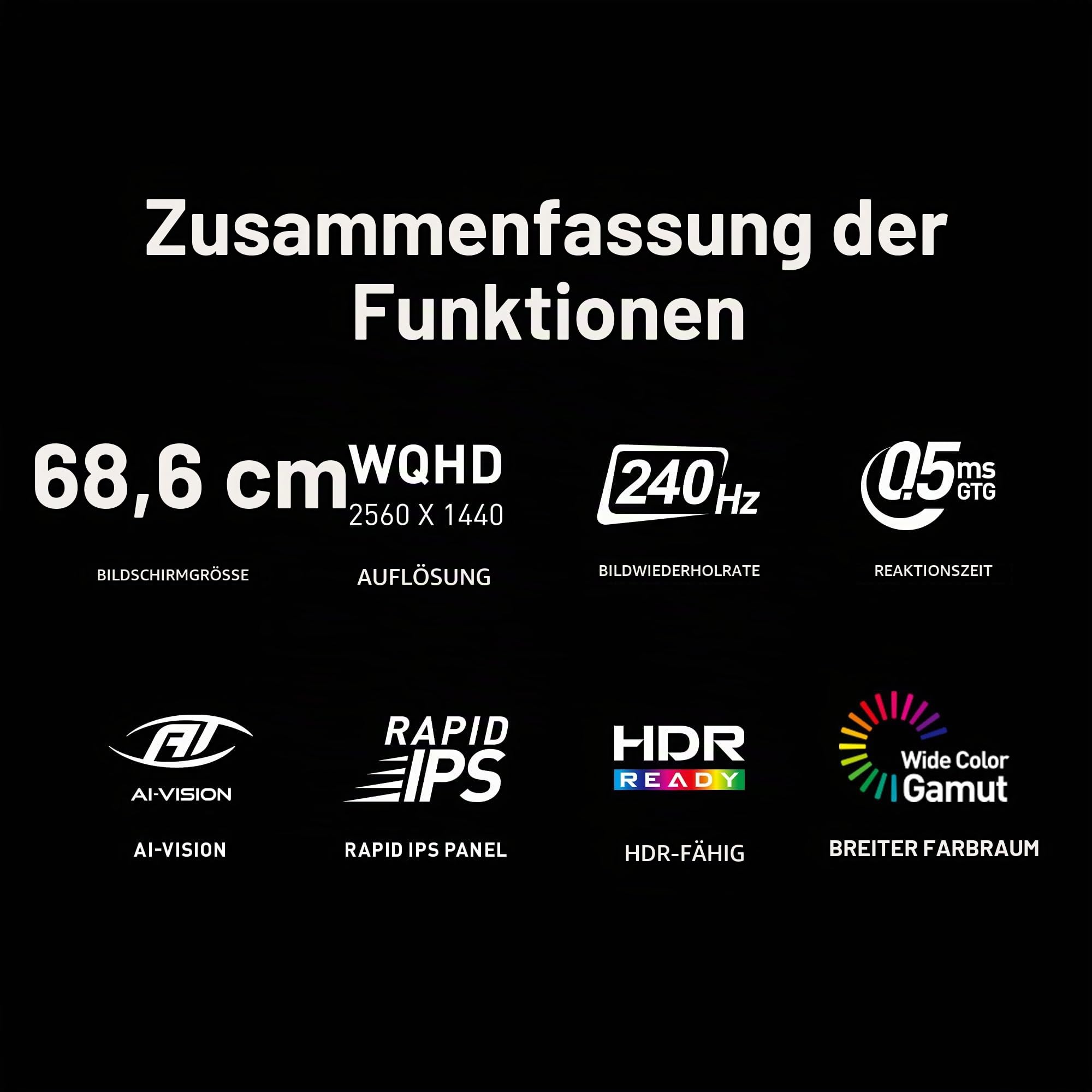 MSI MAG 274QF X24 Gaming-Monitor 27 Zoll 2560x1440 (QHD), 240Hz, Adaptive Synchronisation, HDMI, DisplayPort, VESA-Montage, Neigung, höhenverstellbar, Lautsprecher, 0,03ms, Schwarz