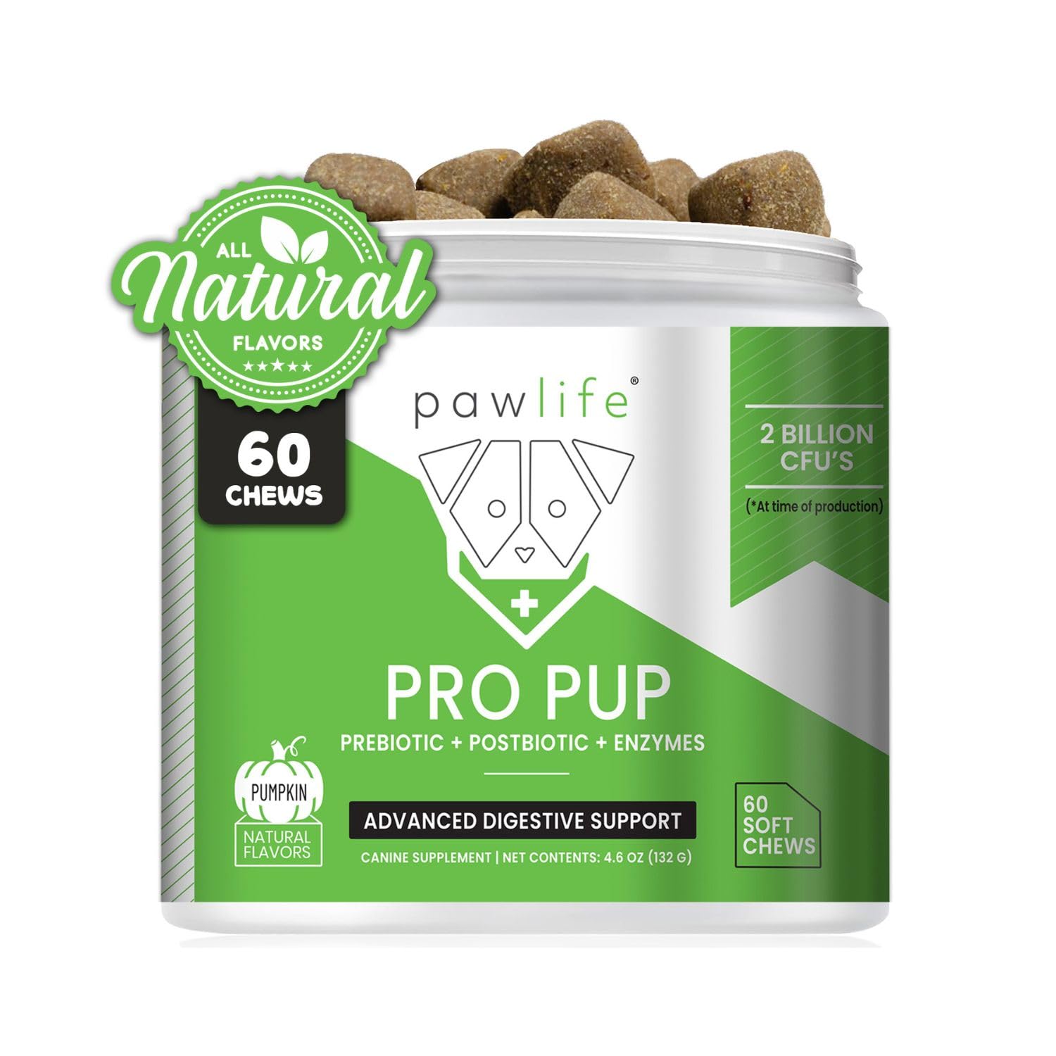 Probiotics for Dogs - Diarrhea Relief, Gut Health Support, Constipation Relief, Digestive Health Support - Vet Recommended Dog Probiotics - 60 Soft Chews That Dogs Love - Pumpkin Flavor
