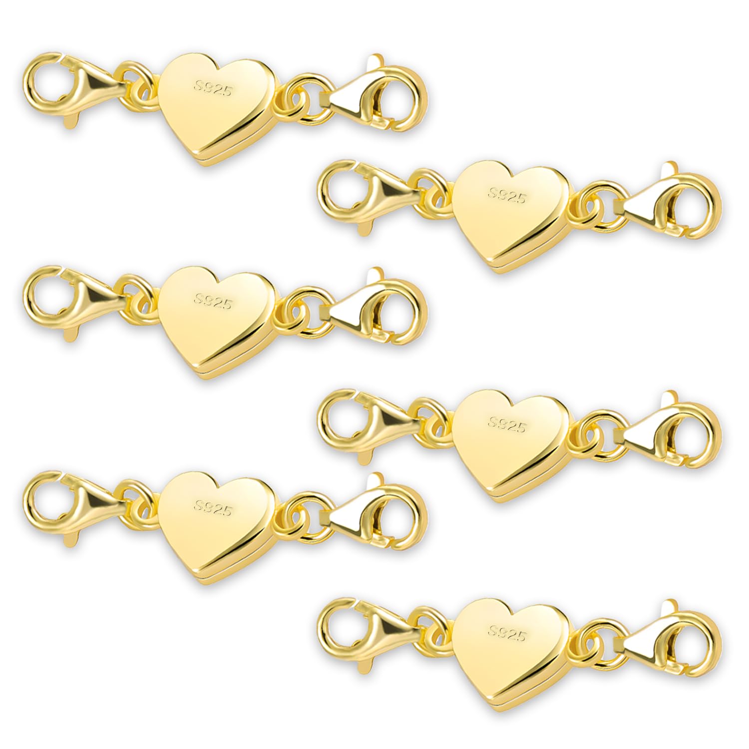 6 Pieces Heart Magnetic Clasp Necklace Gold, Magnetic Clasp for Bracelets, Durable Closure for Necklaces, Bracelets, and DIY Jewelry Making, Gold Colored