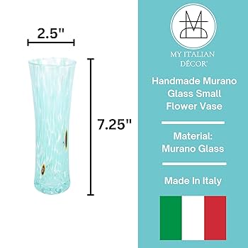 Amazon.co.jp: 手吹きムラーノガラス小花器-高さ7.25インチ、幅