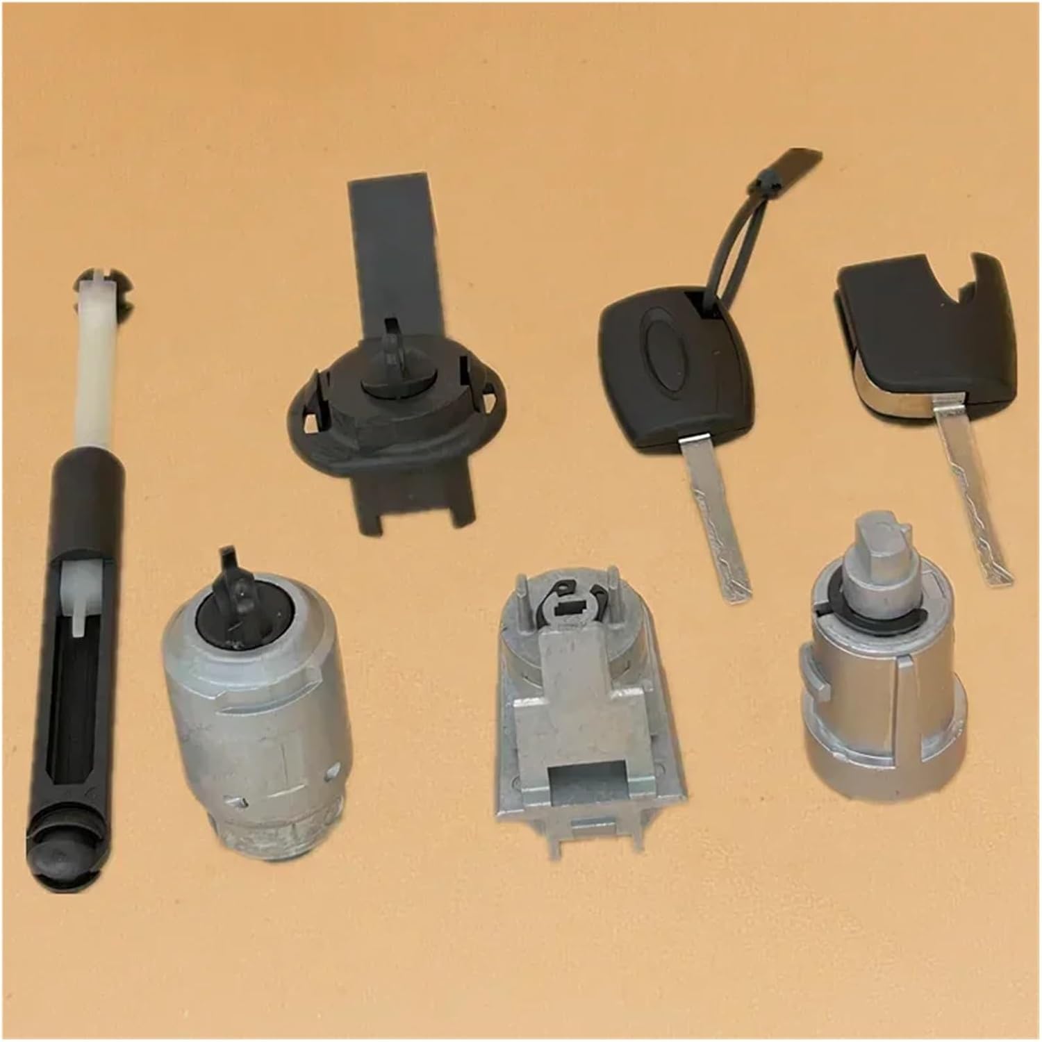 Whole Lock Set Cylinder Ignition Door Bonnet Lock Compatible with Focus II 2005-2014 4M5AA22050BN 1355231(Lock)