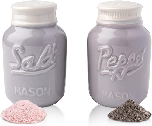Miniatura 11 de Comfify Salero y pimentero Mason Jar – Cerámica Aqua Coral – Decoración de cocina rústica, estilo shabby chic