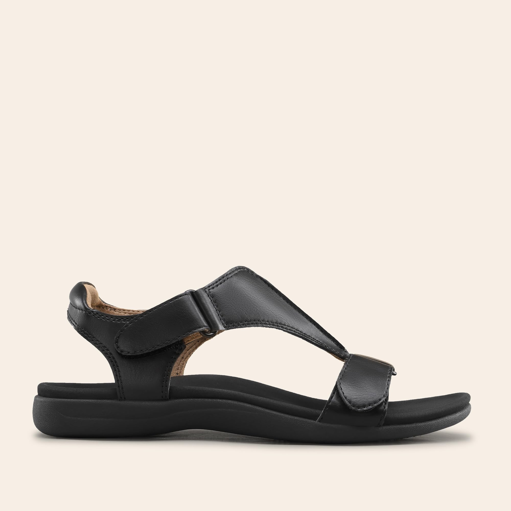 DREAM PAIRS Damen-Sandalen mit Fußgewölbeunterstützung, T-Riemen, orthopädische flache Sandalen, bequeme Sommerschuhe