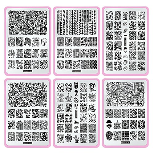 CICI&SISI Nail Stamping Stamping Plate Set Jumbo 5-Set of 6 JUMBO Nail Art Konad Polish Stamping Manicure Accessories Kit All New Designs with FREE STAMPER & SCRAPER TOOLS SET