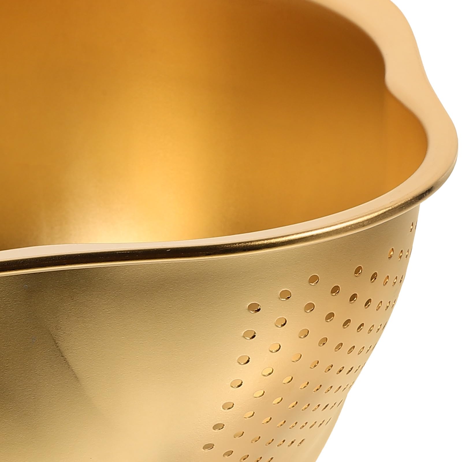 Cesta Dorado Lavado Inoxidable de Arroz de Acero para Cocina | Lavado de Verduras y Frutas, Filtrado Eficaz, Vertido Sencillo, Uso Diario en Cocina, Diseño Elegante