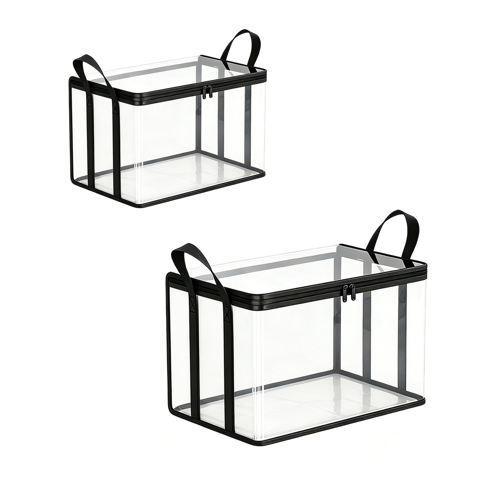 Asukohu Black 2 Pack Thick Pvc Clear Storage Boxes Big And Middle Size For Clothes Seasonal Items Bedding Storage Container