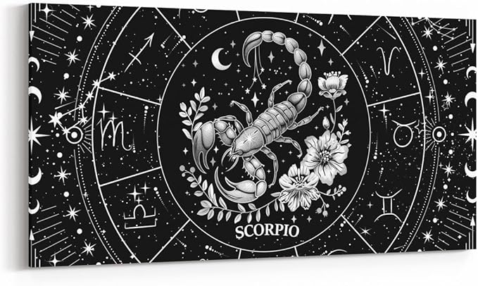 Feelyou Zodiac Large Canvas Wall Art for Living Room Bedroom SCORPIO Wall Art for Home Decor Moon Star Pattern Office Wall Decor Universe Cloud Galaxy Wall Painting 19