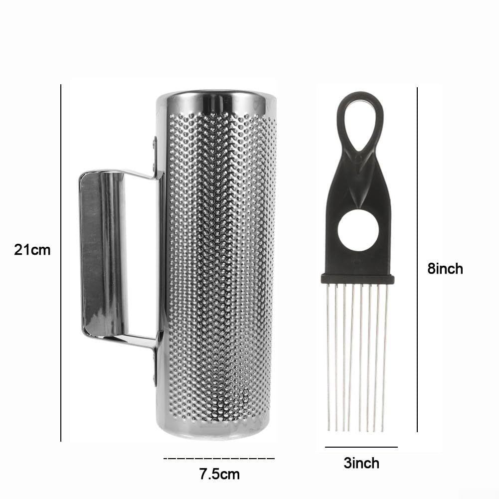Lateinamerikanisches Percussion-Guiro-Instrument aus Edelstahl mit Guiro-Schabern, hohler Edelstahlkörper, zwei offene Enden und Seiten, einfache Handhabung (7,6 cm, 20,3 cm)