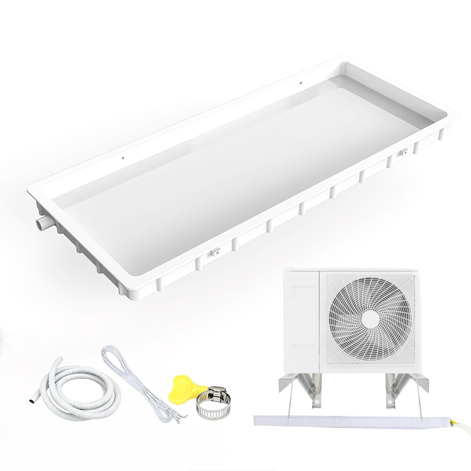 HBOOMOEM Window Air Conditioner Drain Pan, Gutter Drain Pan for Air Conditioner, Equipped with a Leak Proof Drain Hose; Compatible with Various Models.(2m,81.5 * 33cm/32 * 13in)