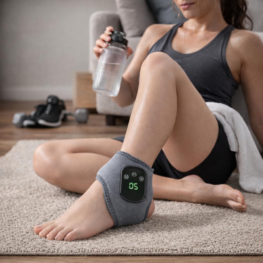 FootRevita - Masajeador de Pies y Tobillos con Calor Ajustable y Vibración, Recuperación Deportiva y Relajación Muscular, Uso Diario en Casa, 5 Niveles de Temperatura y 3 Modos de Masaje