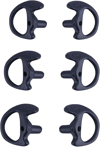Miniatura 21 de Molde de oído de radio bidireccional de repuesto de silicona suave para auriculares de tubo de bobina acústica (negro, 5 pares pequeños)