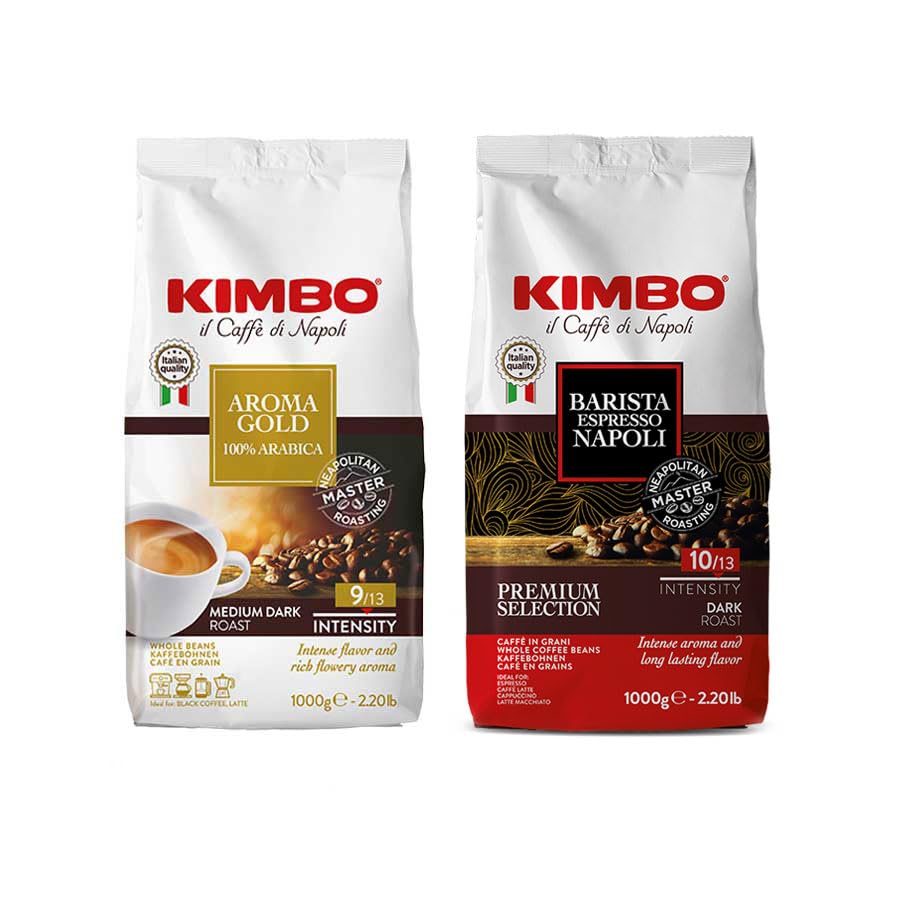 Set Kaffeebohnen Kimbo: Aroma Gold 100% Arabica und Espresso Napoli 1 kg x 2