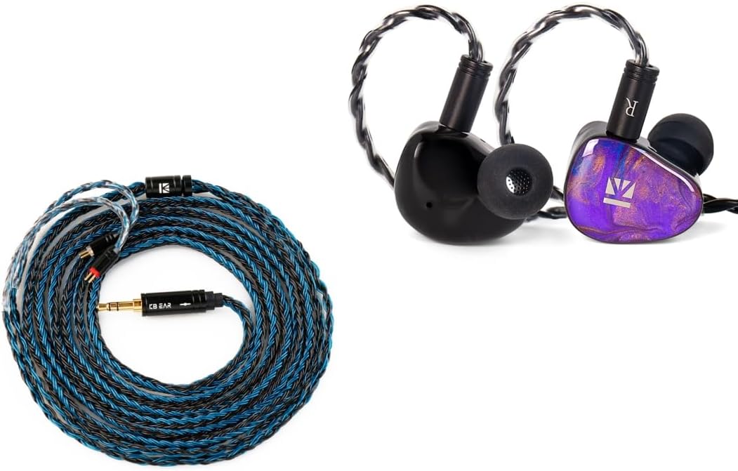 keephifi KB02 Purple Earbuds and 2meter 16-core IEM Cable