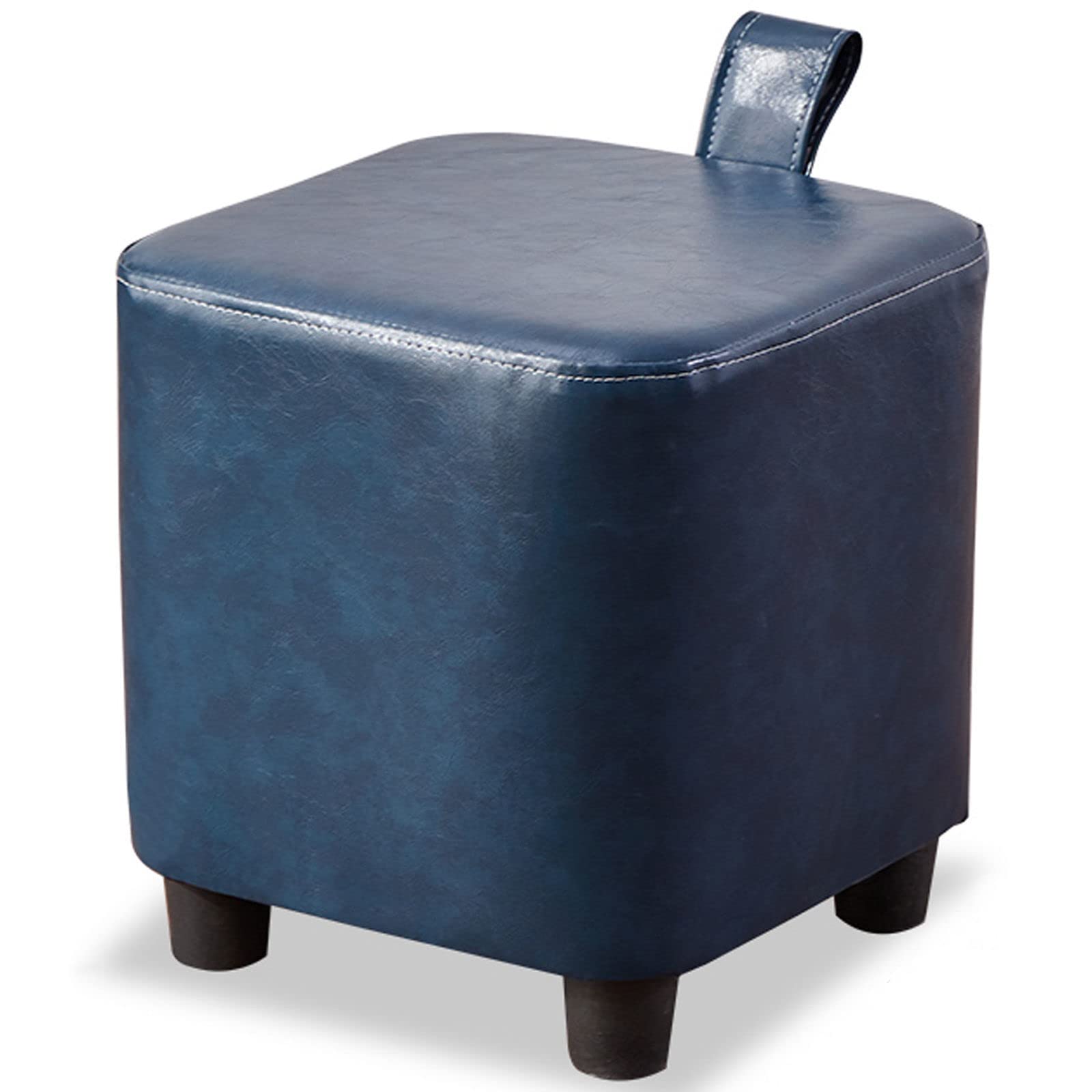 Ottoman carré gris blanc 11x11 pouces avec repose-pieds rembourré et poignée