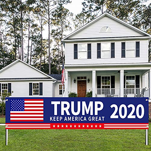 BAODLON Large Trump 2020 Flag - Keep America Great Banner Outdoor Decorations - Donald Trump for President 2020 Banner Sign - Yard, Advertising, Outdoor & Indoor Hanging Decor - 98" x 18" - Thumbnail 7