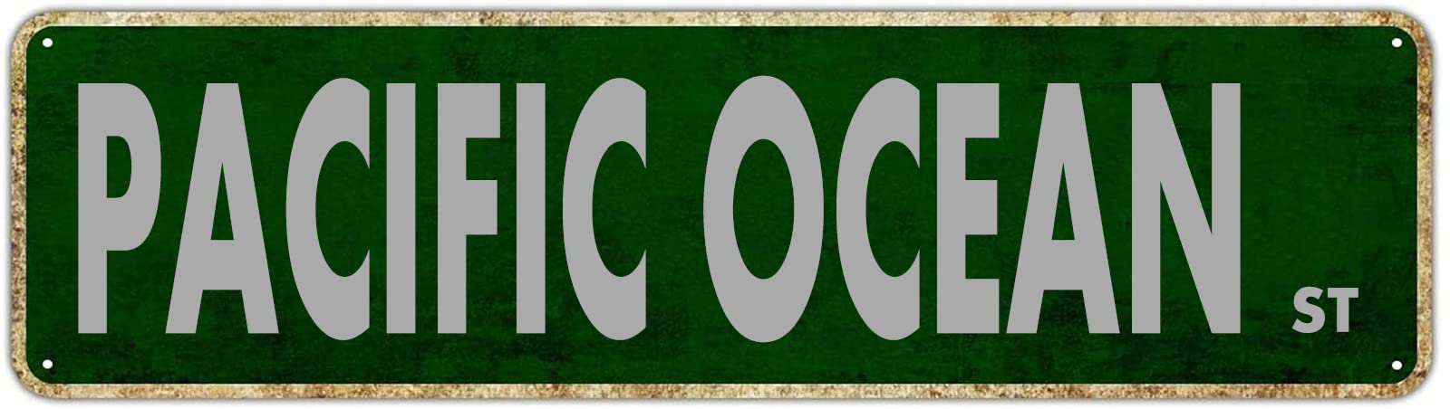 DTHNKL Pacific Ocean St Vintage Metal Tin Sign 4x16 - Retro Aluminum Gift Decor for Home Kitchen Garden Wall Yard Coffee Art Plaque