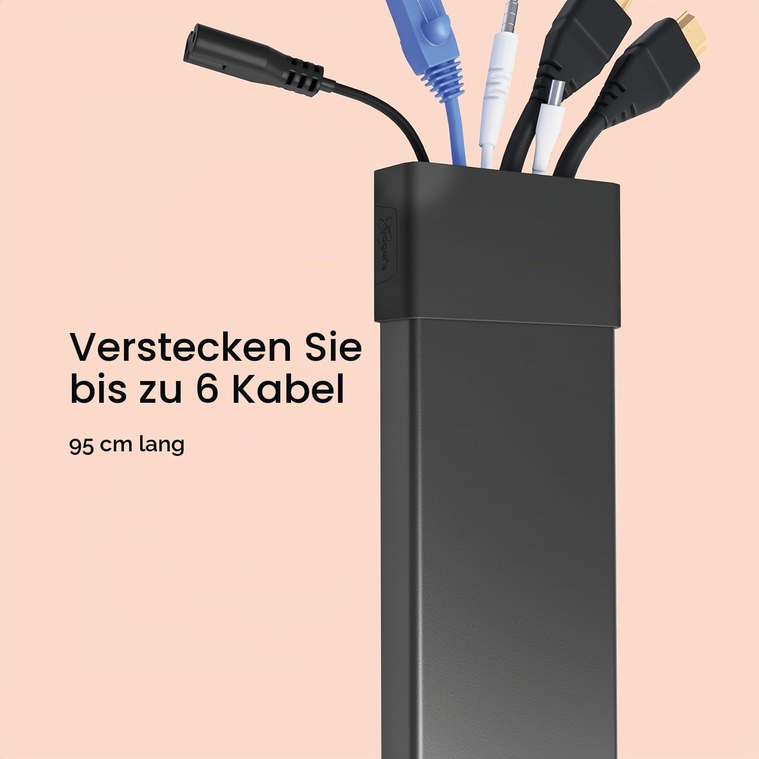 Vogels TVA 7000 Kabelkanal Weiß, Bis zu 6 Kabel, Minimalen Abstand zur Wand nur 1.4 cm, Länge von 100 cm, Aluminium, Geeignet für Kabeltypen wie HDMI-, USB-, AUX- oder Stromkabel