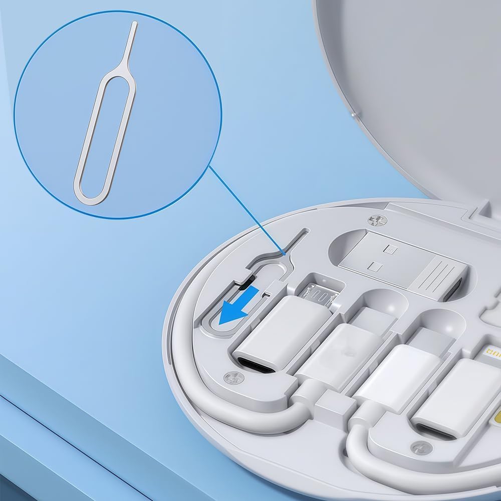 Portable Multi-Functional Data Cable Storage Box – Compact White PC+ABS Organizer with Built-in Spool for Neat Cable Management